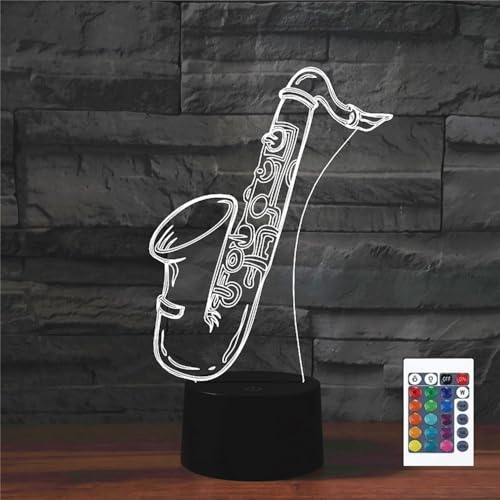 Lámpara de Mesa de Noche con Ilusión 3D Saxofón