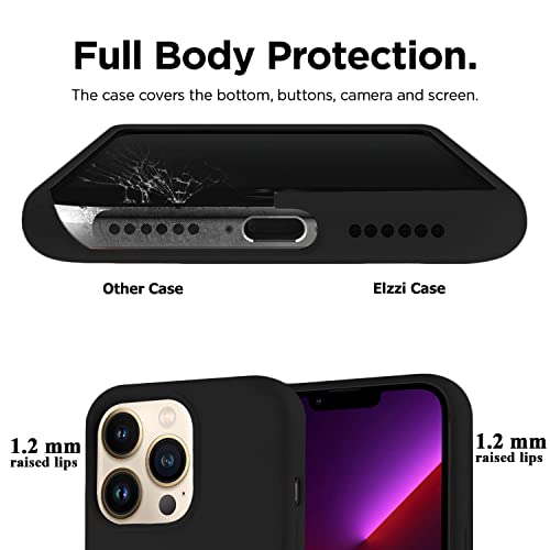 Image of VONZEE Microfiber Logo Cut Cover Compatible for iPhone 13 Pro Case Cushion Liquid Soft Silicone Gel Rubber Phone Cases Non-Slip Full Body Protective Shockproof Back Cover 6.1 inch, Black