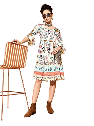 Image of ishin Women's Floral Empire Knee Length Dress