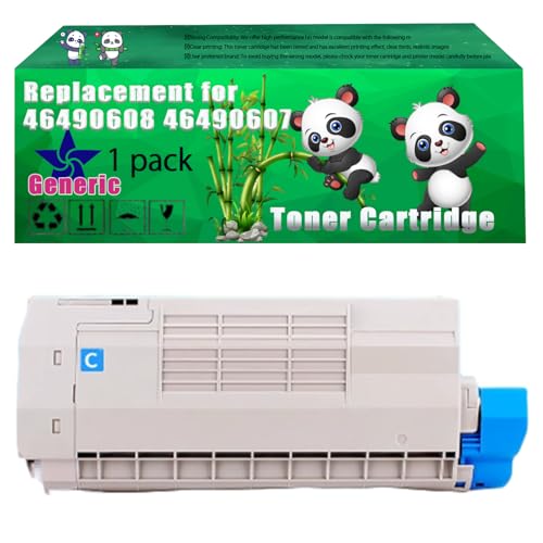 Image of Replacement 46490608 46490607 46490606 46490605 Toner Cartridge Compatible for Okidata OKI MC573dn C532dn C542dn MC563dn Printers (1 Pack Cyan)