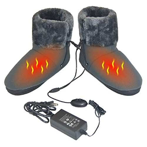 ObboMed® MF-2320L 12V, 20W Cozy Carbon Fiber Heated Warming Booties, Soft Sole, Size L:45.5 (fits foot up to 45.5) - Heating Slippers, Infrared Shoe, Warm Pad, Foot Heater, Cold feet solution