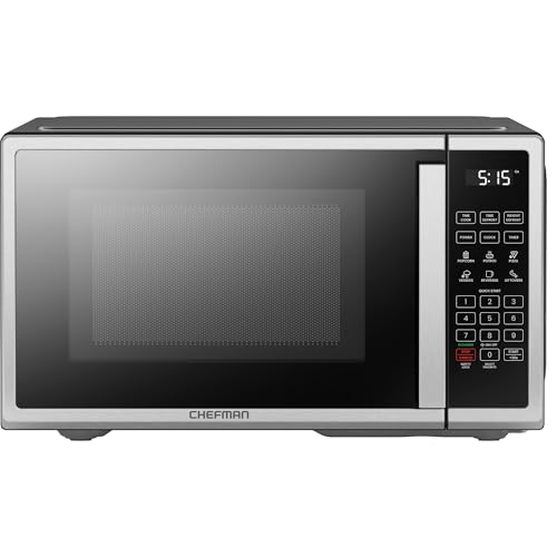 Chefman Countertop Microwave Oven 0.7 Cu. Ft. Digital Stainless Steel Microwave 700 Watts with 6 Auto Menus, 10 Power Levels, Eco Mode, Memory, Mute Function, Child Safety Lock, Easy Clean by Chefman - Used condition - CA$98.97