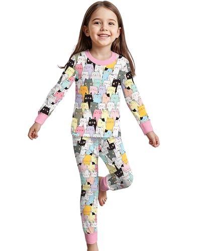 LQSZ Girls Pajamas Set Summer Girl Toddler PJs Short Sleeves Sleepwear for Little Kids with Pocket 5-12 Years3