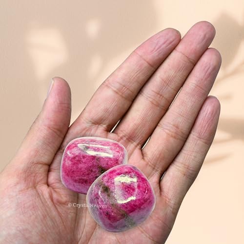 Image of Certified Rhodonite Crystal Healing Tumbled Stone, Natural Polished Crystals for DIY Crafts, Manifestation, Meditation, Pooja Feng Shui and Reiki Healing (30 Grams)