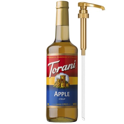 Image of Torani Apple Syrup for Drinks, Flavoring for Iced Tea, Lemonade, Sodas, and Cocktails, Glass Bottle with Pump Included, 25.4 Fl Oz