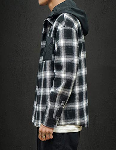 Image of Lavnis Men's Plaid Hooded Shirts Lightweight Shirt Jackets