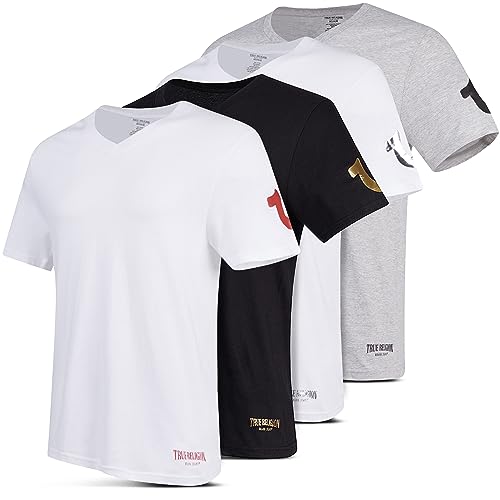 Image of True Religion Mens Undershirts, 4 Pack Lightweight 100% Cotton Crewneck