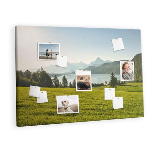 Planche liège horizontal 120x80 en bois avec motif champs et montagnes pour affichage