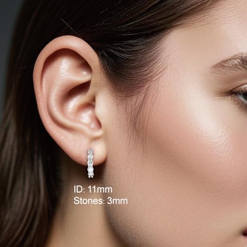 Moissanite Hoop Earrings for Women, 18K Gold Plated Sterling Silver, Lab-Created Diamond D Color VVS1, Hypoallergenic Huggie Studs for Sensitive Ears, Valentines Anniversary Jewelry for Wife3
