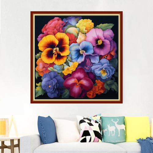 Image of Foxdiviy Stamped Cross Stitch Kits Full Range of Embroidery Needlework Starter Kits for Beginners Adults 11CT Embroidery Patterns Art Crafts DIY Needlepoint Kits-Magic Flower 18x18 inch, ColourKits35