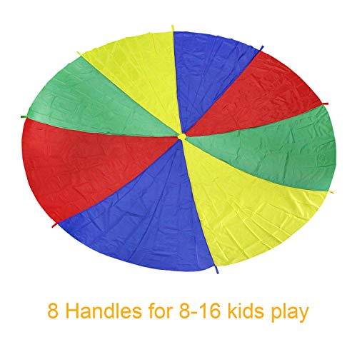 Ballery Jeu Parachute, 2 Mètre Parachute de Couleur Tente de Jeu avec 8 Poignées Populaire aux Fêtes en Groupe pour Enfants (6 Ft)