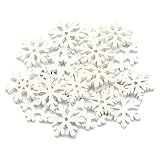 Wshao store 50 Stück 20/25/35 Mm Weiße Holzscheibe Weihnachten Schneeflocke Scrapbooking For Weihnachtsverschönerung Handwerk DIY Handwerk Dekoration (Color : White, Wood Diameter : 25mm)