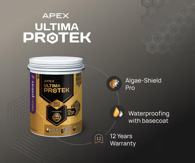 Image of Asian Paint Apex Ultima Protek Exterior Paint, Graphene Powered, Lamination Guard, Crack Bridging, Anti-Algal, Dust Resistant, Rich Sheen, 12-Year Durability - 4 Litres (White)