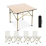 Tragbarer Klapptisch mit Stühlen - Outdoor Campingtisch für 1-4 Personen, leicht, inklusive Aufbewahrungstasche, perfekt für Garten BBQ, Picknick, Strand, Tailgating Partys