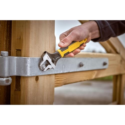 STANLEY 0-90-948 maxSteel Clé À molette Forgée en Acier Chrome, 30 x 200 mm - Poignée Bi matière - mollette de Réglage Crantée - Idéal pour La Plomberie - Normes ISO et DIN