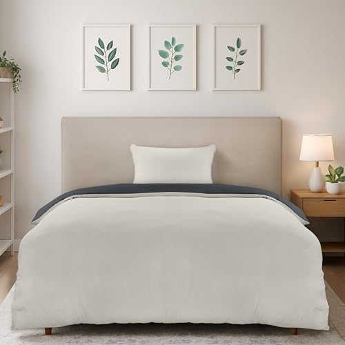 Utopia Bedding Bettwäsche 135x200 Set - Mikrofaser Bettbezug 135x200 cm + 1 Kissenbezug 50x75 cm - Dunkelgrau/Hellgrau