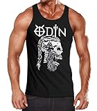 Neverless® Herren Tank-Top Odin Totenkopf Bart Nordische Mythologie Ragnar Lodbrok Muskelshirt Muscle Shirt schwarz L