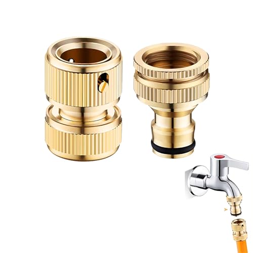 Image of 2Pcs Tap Connector, 1 /2 & 3 /4 Inch Pipe Connector for Tap, Garden Hose Quick Connectors, Faucet Washing G-u-n Barrel Accessories, Suitable for Garden, Bathroom, Kitchen, Outdoor (2-in-1)