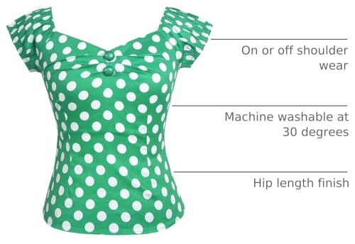 Image of YARN & INK Women's Rockabilly Tops 1950s Pinup Shirt Casual Off Shoulder Vintage Blouse