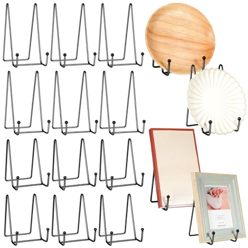 Mixweer 12 Pcs Book Stands for Display Metal Stand, 4.3", 6", Black