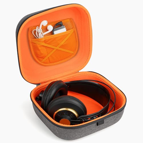 Geekria Shield Case Compatible with AKG K340, K240 Studio, K242, K271, K272, K142 Headphones, Replacement Protective Hard Shell Travel Carrying Bag with Cable Storage (Dark Grey)
