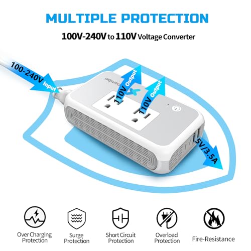 Mapambo 220 To 110 Voltage Converter Us To Europe 220V To 110V Converter For European Travel Plug Adapter Hair Straightener Power Converter Adapter Combo thumb #6