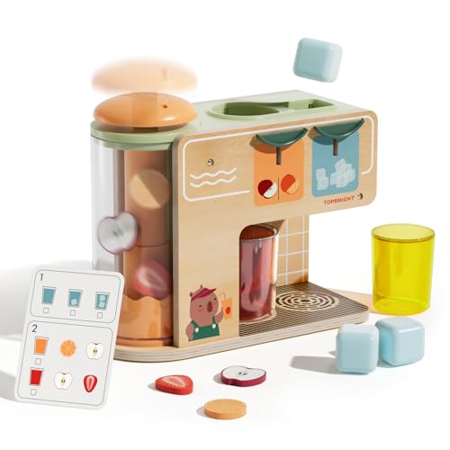 Image of TOP BRIGHT Wooden Drink Dispenser Pretend Play Toys, Play Food Sets for Kids Kitchen with Cups, Juice Inserts, Ice Cubes, Montessori Toys for Boys Girls Capybara Gift Age 3+