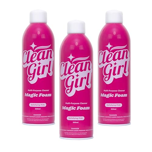 Clean Girl Magic Foam Multi Purpose Cleaner Spray Pink Foam Bathroom Cleaner Kitchen Degreaser Shower Cleaner Tile Sink Glass Countertop & Floor Cleaning Spray Grease + Grime Remover 500ml