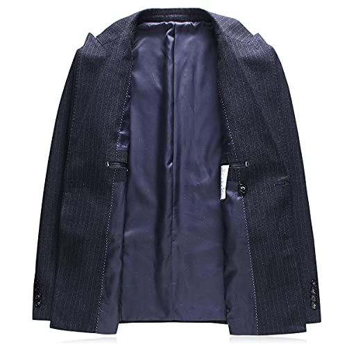 KUDORO Mens Suits 3 Piece Slim Fit Suit Double Breasted Pinstripe Suit Formal Wedding Tuxedo Suit4