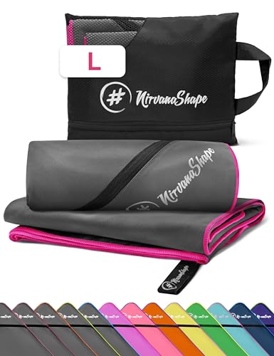 NirvanaShape Serviette en Microfibre, Serviette de Bain, Serviette de Voyage, Serviette de Plage, Serviette de Sport pour Fitness, Plage, L 140 x 70 cm
