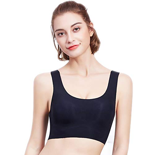 PRETTYWELL Sleep Bras, Thin Soft Comfy Daily Bras, Seamless Leisure Bras for Women, A to D Cup, with Removable Pads