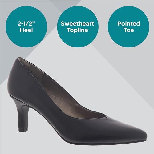 Masseys Women's Brianne Pointed Toe Low Heel Pump, 10 W (Wide), Black3