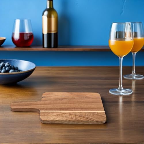 Tabla de cortar de madera rústica de doble cara con mango largo para carnes 8