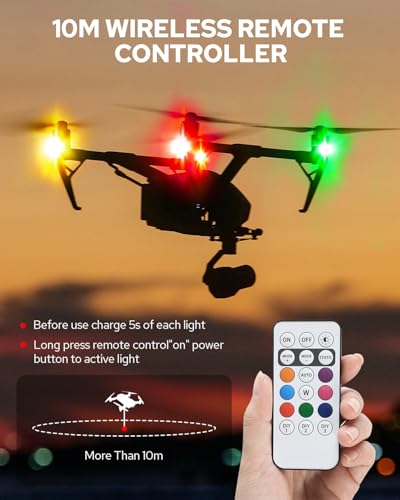 Image of Benlari High Brightness Infrared Remote Control LED Strobe Lights, 8 Colors Rechargeable Anti-Collision RGB LED Emergency Warning Lights for Car Motorcycle Bike Drone Aircraft（4pcs）