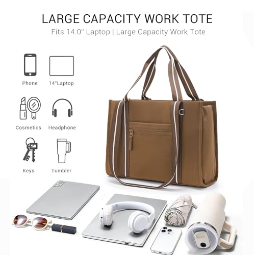 Image of ACUARIO Tote Bag for Women, Work Tote Handbag with Pockets, Shoulder Bag for Office Business Travel Daily Commute