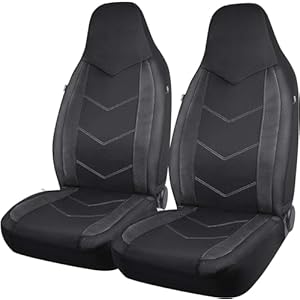 PIC AUTO High Back Front Car Seat Covers – Sports Carbon Fiber Mesh Design, Universal Fit, Airbag Compatible (Black)