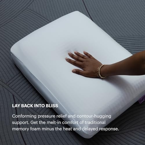 Image of Purple DreamLayer Pillow - King Size - Cooling Memory Foam Alternative Neck Pillow, Soft Contour-Hugging GelFlex Grid and MicroAir Foam, Adjustable Loft, Pressure-Relieving Support