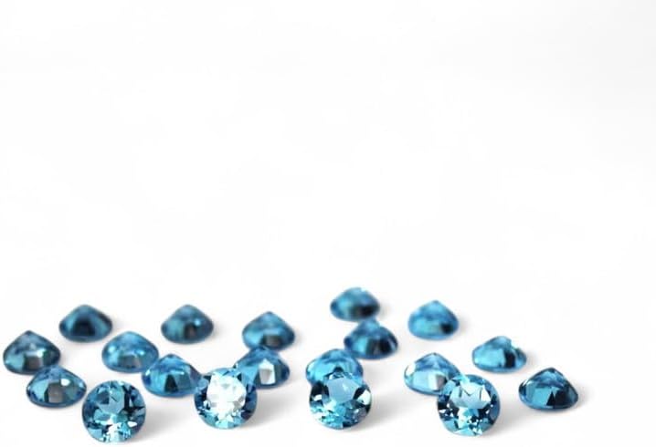 Natural swiss blue topaz 2mm round shape faceted cut calibrated size loose gemstone