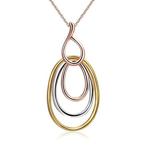 Blisfille Colgante Corazon Grande Joyería Colgante Corazon Mujer Colgante de Chapado En Oro Colgante de Ovalo Multiple Tricolor Cover