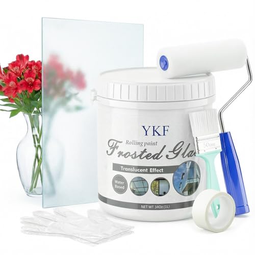 YKF Frosted Glass Paint (16 oz) - Permanent Privacy Window Coating & DIY Film Alternative...