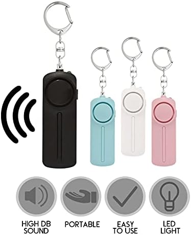 Personal Security Alarm Self Defence Keyring Loud Sound Personal Alarm 130 dB LED Lights Emergency Safety Alarm for Women, Men, Children, Elderly (Black)