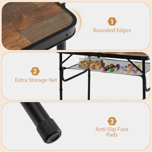 Giantex Folding Camping Table Mesa Plegable de Camping 37" x 24" con Alturas Ajustables y Asas, Aluminio Ligero para Picnic y Exteriores miniatura 7