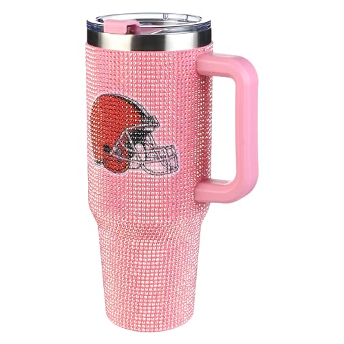 Image of The Memory Company Officially Licensed 40oz Pink Bling Game Day Tumbler, Cleveland Browns