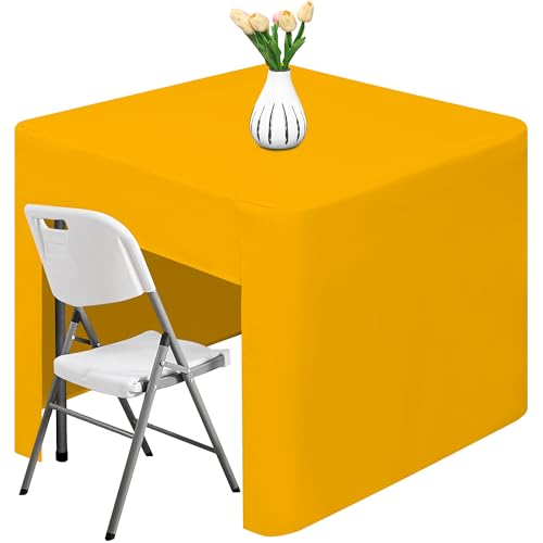 TC LUDUAN 34 x 34 inch Fitted Tablecloth for Square Folding Table Yellow