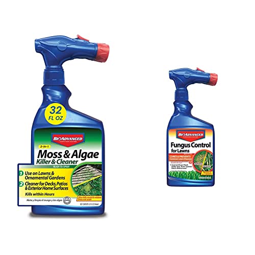 BioAdvanced 2-in-1 Moss and Algae Killer and Cleaner, Ready-to-Spray, 32 oz with BioAdvanced Fungus...