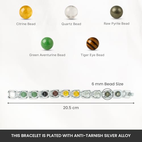 Image of Astrotalk Metal Dhan Yog Bracelet | Attracts Wealth & Financial Prosperity | Pyrite, Citrine, Tiger Eye, Quartz, Hematite & Aventurine Astrology Bracelet for Man & Woman | Gift for Man & Woman