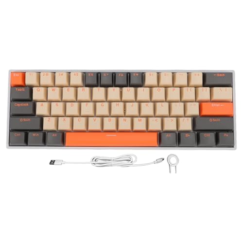 SparkFeng Clavier mécanique à 61 Touches, Clavier de Jeu Filaire rétroéclairé RGB avec interrupteurs Rouges, Clavier Ergonomique Compact 60% à connecteur USB-C et à Changement à Chaud,