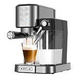 KOTLIE 20Bar Cafetera Espresso con Espumador de Leche, Cafeteras Automáticas de un Toque para Cafetera Express, Capuchino y Café con Leche, Compatible con Cápsulas ESE (Silver-EU)