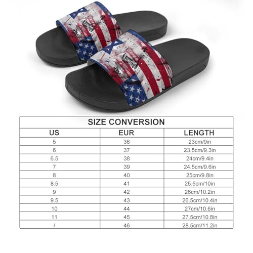 Vintage Israel U.S. Flag Non Slip Slides Sandals for Women Men Quick Drying Shower Shoes for Bathroom Pool Beach2