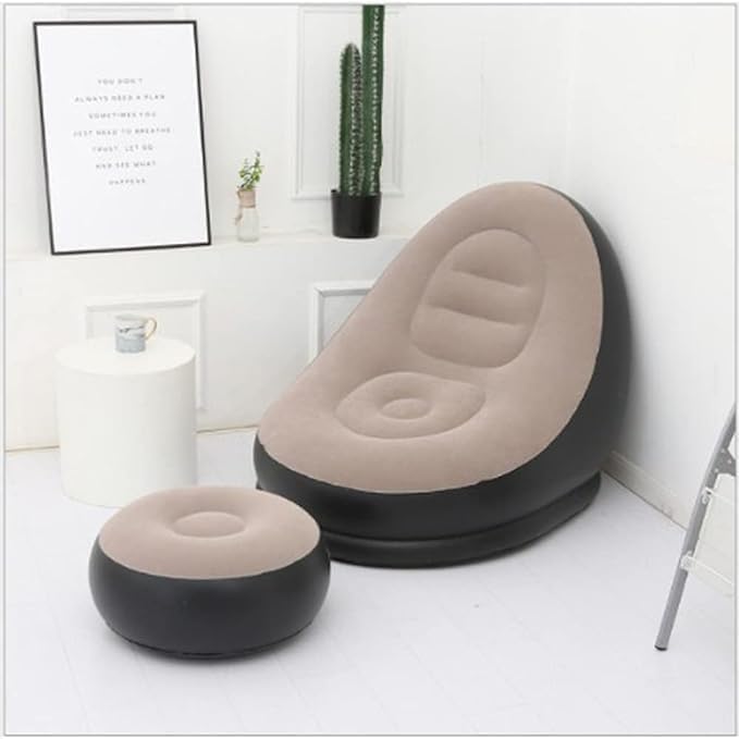 Sakar Lounge Chair Set Portable Recliner with Air Pump, Outdoor Folding Lounger Lazy Couch 2
